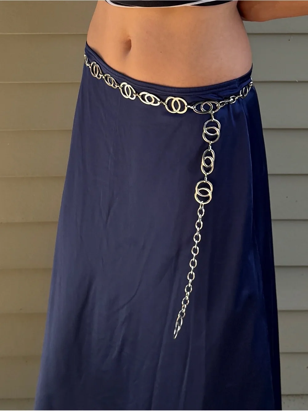 Silver Geometric Chain Belt
